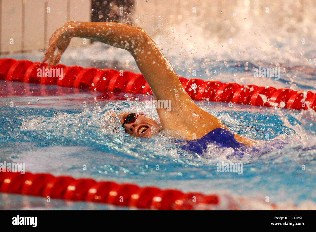 Aurélie Muller swimmer French champion France 1500 nl in Angers at the Jean Bouin pool November 19, 2016 Stock Photo