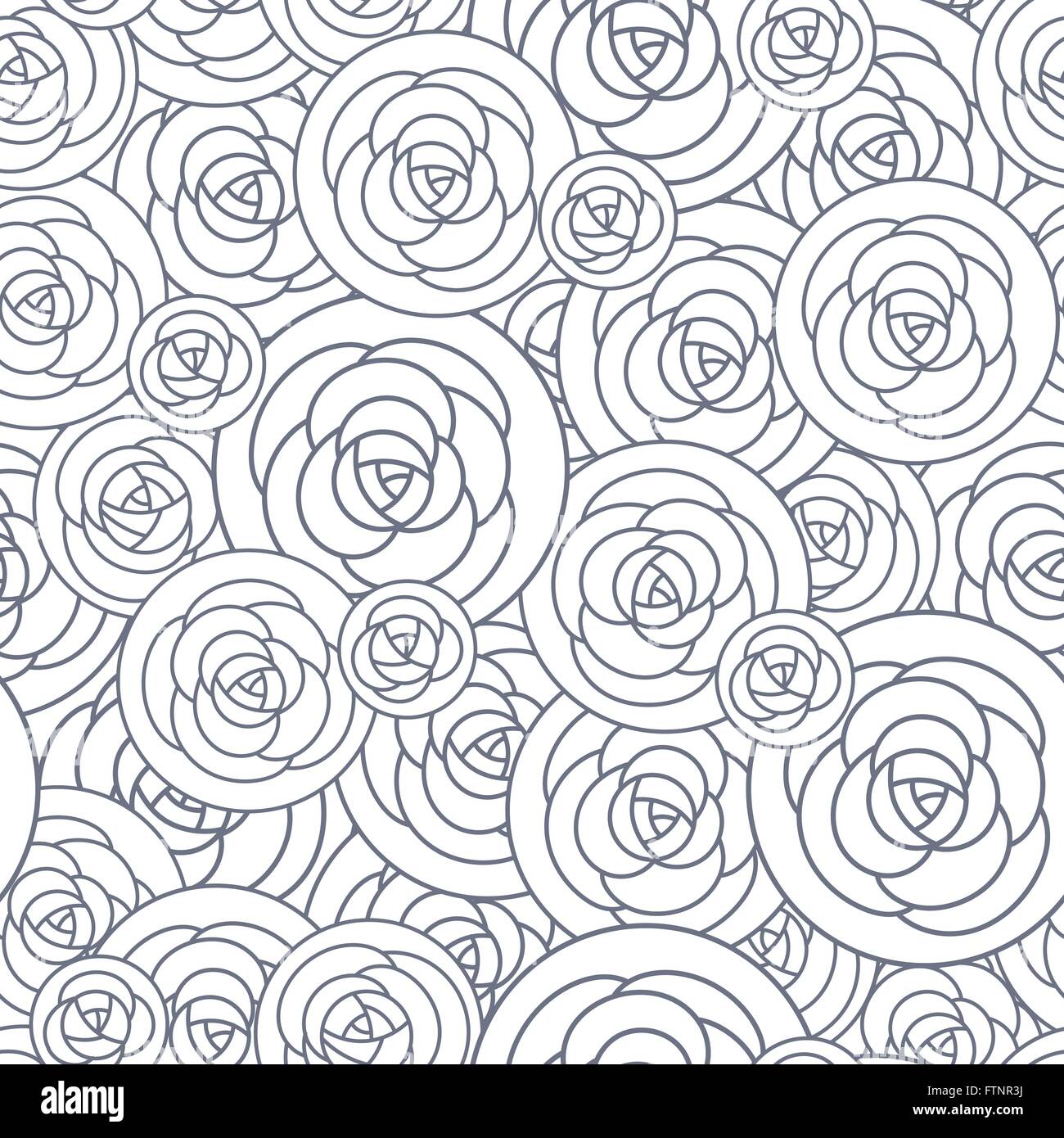 Flower Pattern Roses Outline Vector seamless pattern with outline decorative roses. Beautiful floral ...