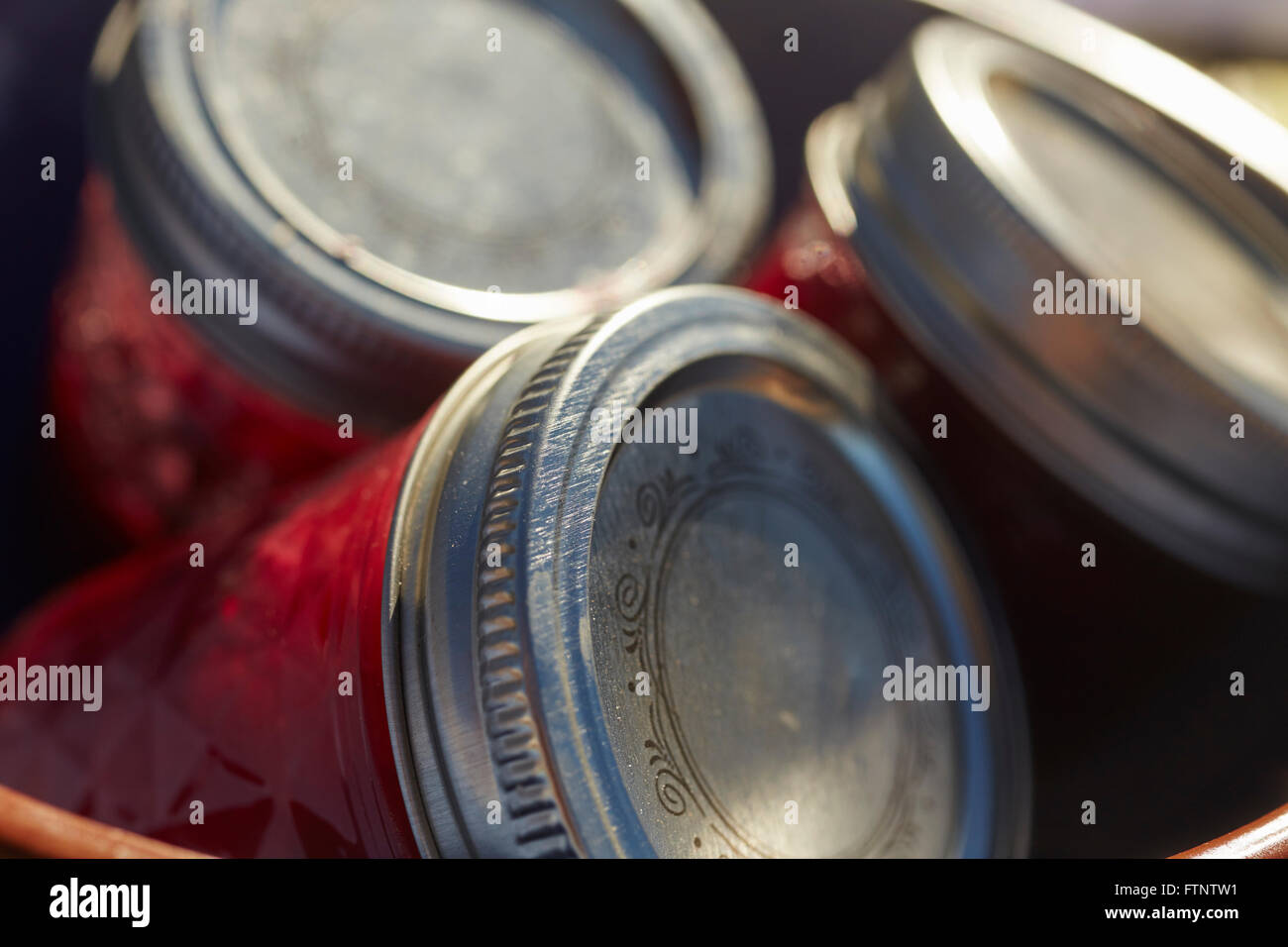 home made jams at a farmer's market in Alpine, Texas, USA Stock Photo