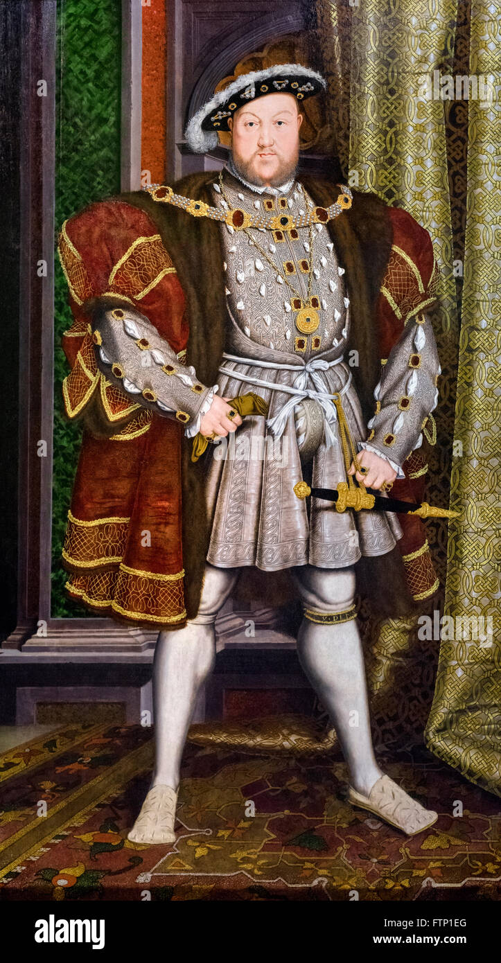 King Henry VIII. Portrait of Henry VIII of England (1491-1547) by the workshop of Hans Holbein the Younger, c 1537 Stock Photo