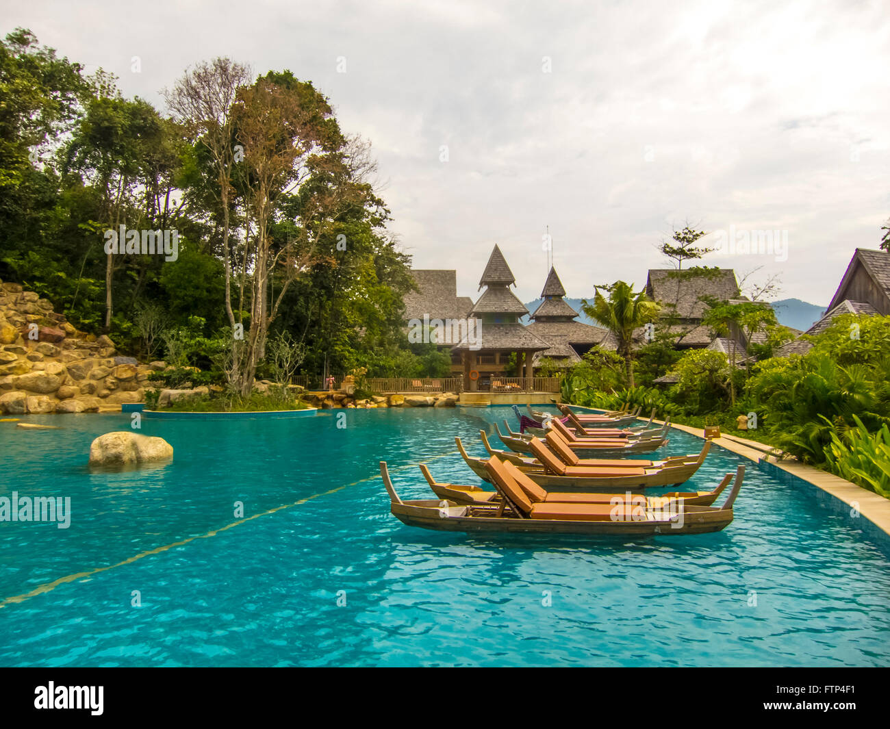 Santhiya hotel and resort, main swimming pool area. Koh Yao Yai island Thailand. Stock Photo