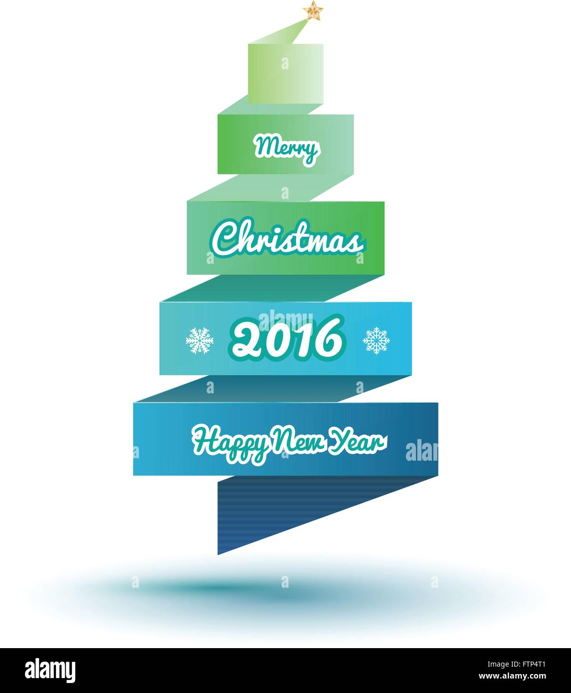 Stylized ribbon 2016 Christmas tree with gold star Stock Vector Image ...