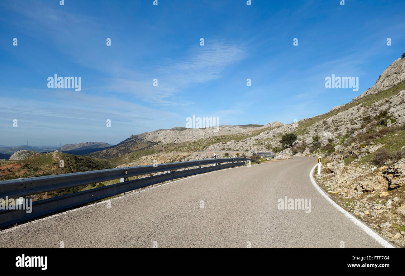 Winding mountain road, Sierrania de Ronda, Andalucia, Spain. Stock Photo