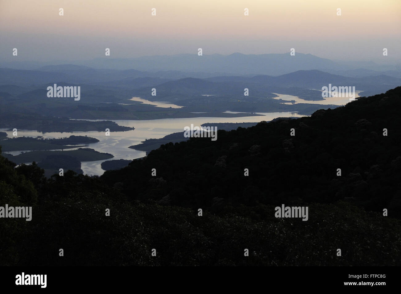 Dam formed by Jacarei Jaguari view and rivers from the Sierra Lopo in ...