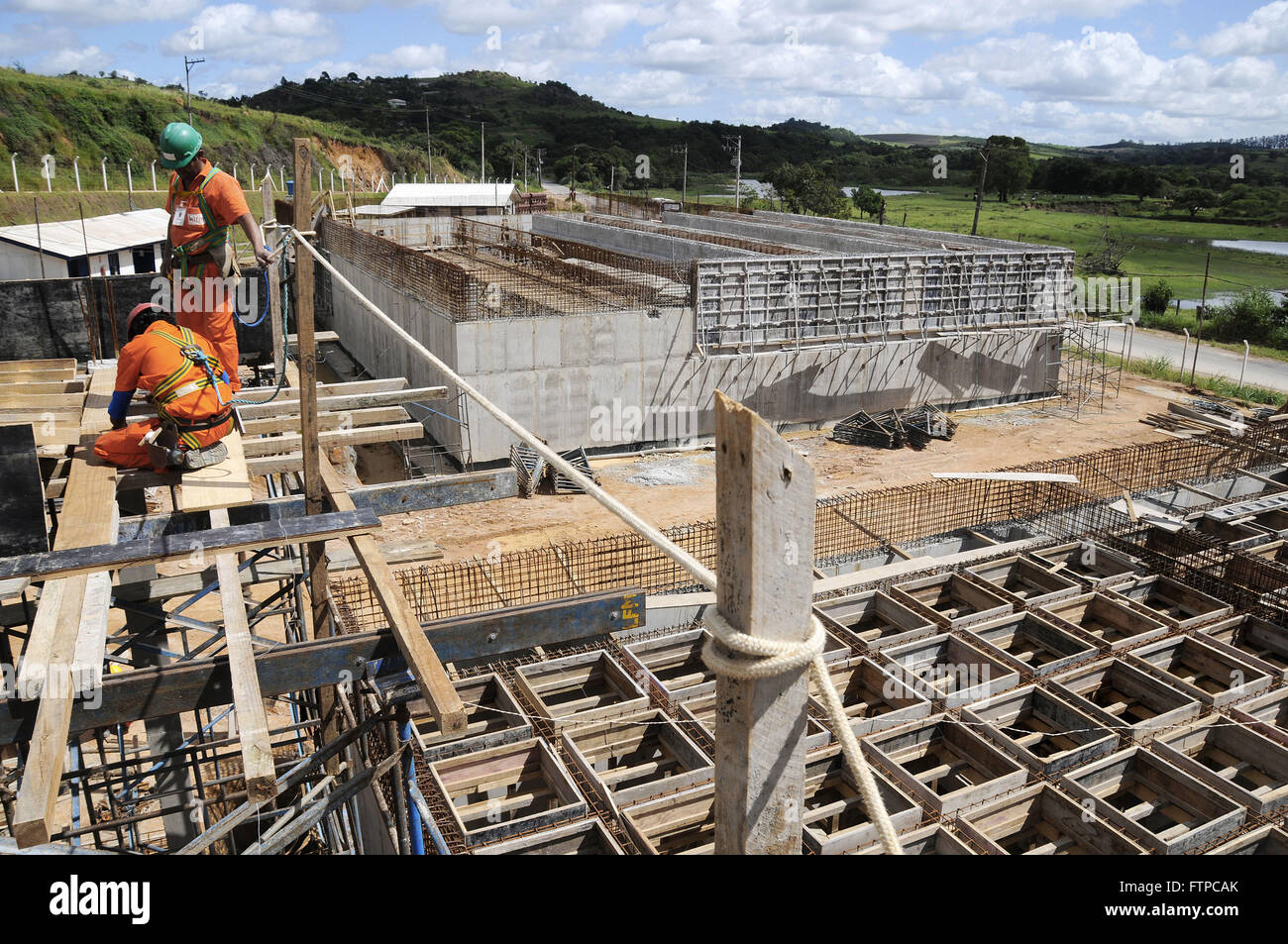 Construction of WWTP - Wastewater Treatment City Itupeva - Indoor SP Stock Photo