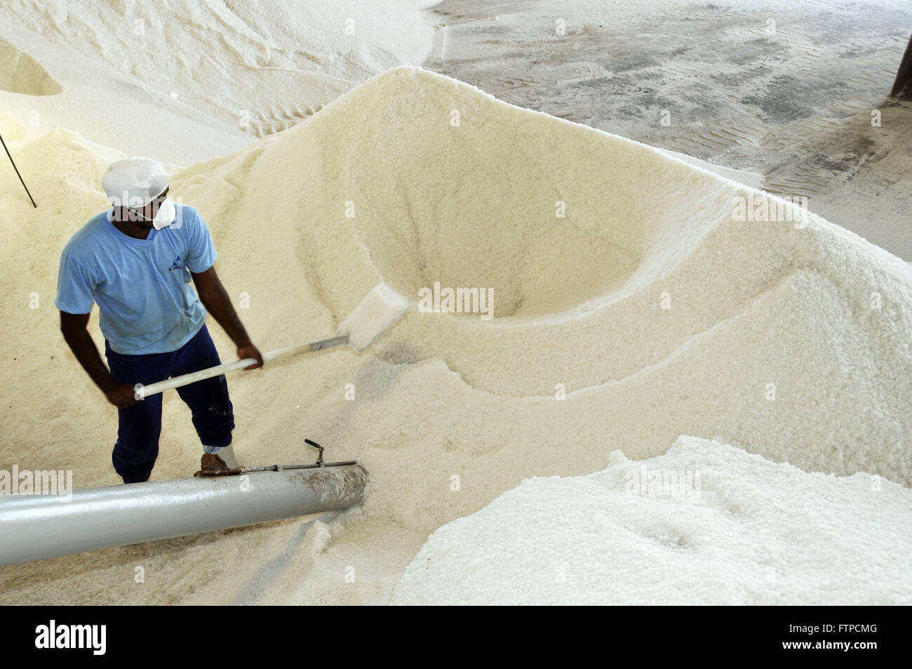 Extractive industry of the town of Coarse salt - coastal region of RN Stock Photo