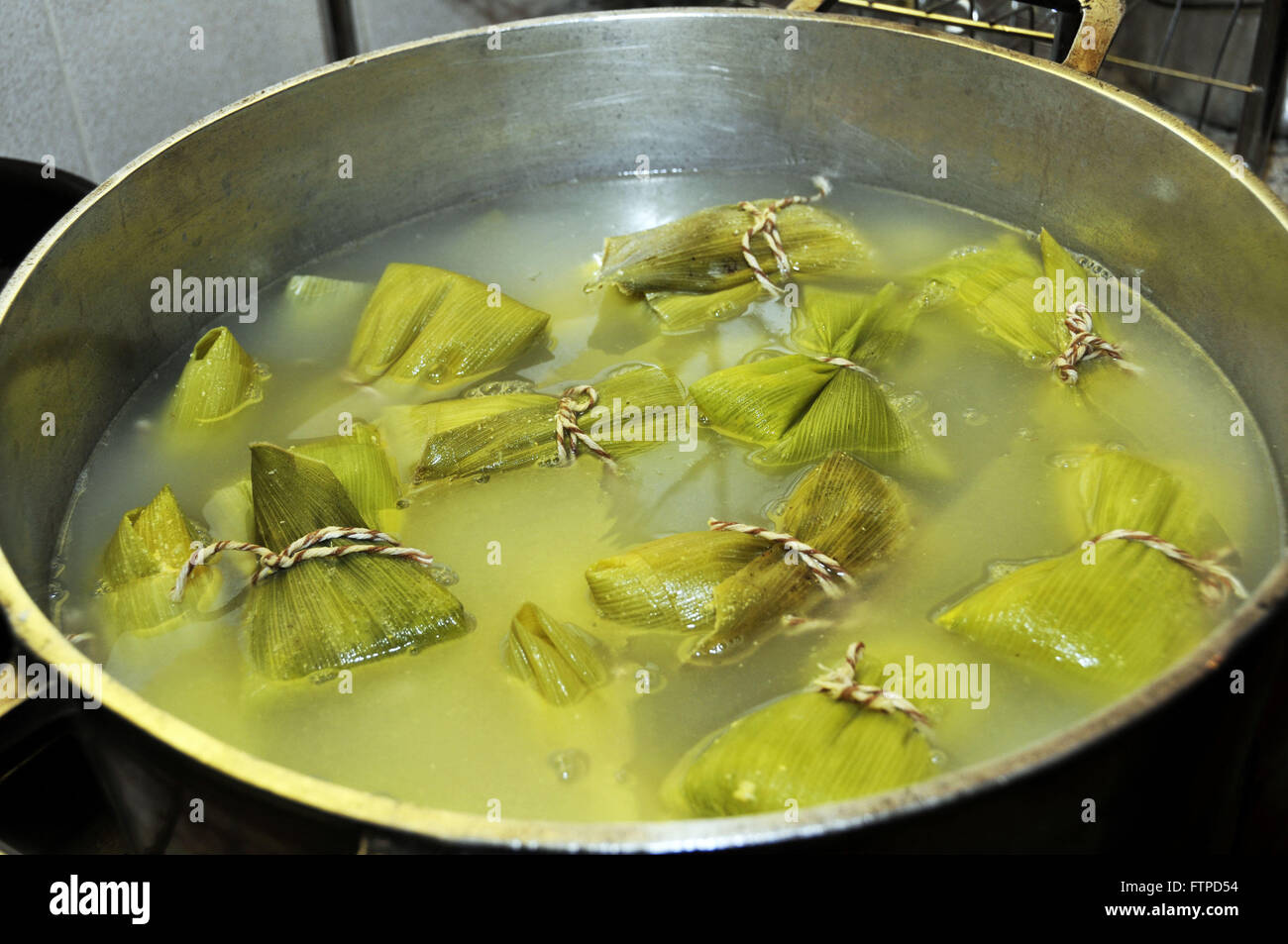 Cooking tamales - rural town of Sao Joao Batista Gloria Stock Photo