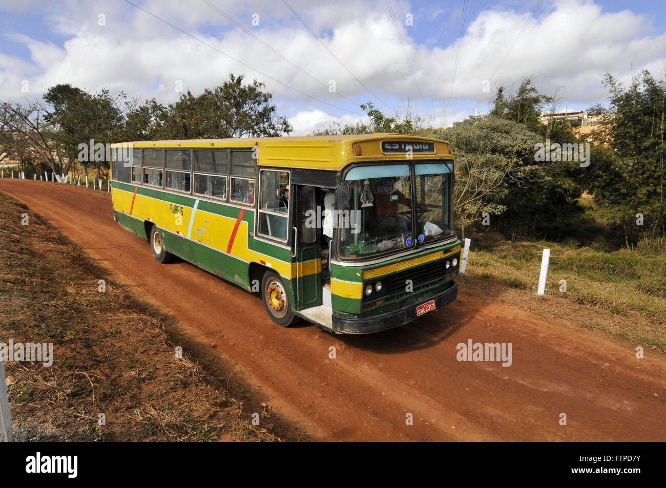 bus carrying workers in rural New Resende - South of Minas Gerais Stock Photo