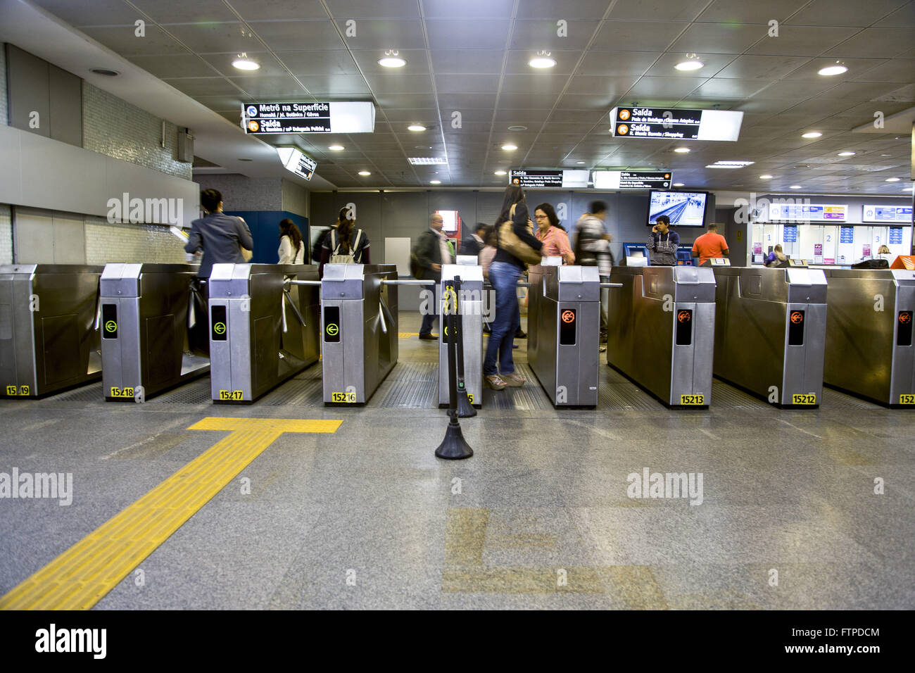 Turnstiles from Botafogo Metro Station - Line 1 Stock Photo