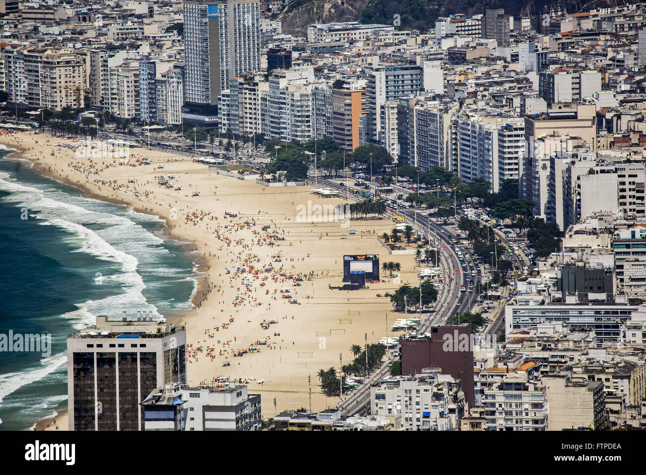 View of Copacabana beach from Morro do Pao de Acucar - southern city Stock Photo