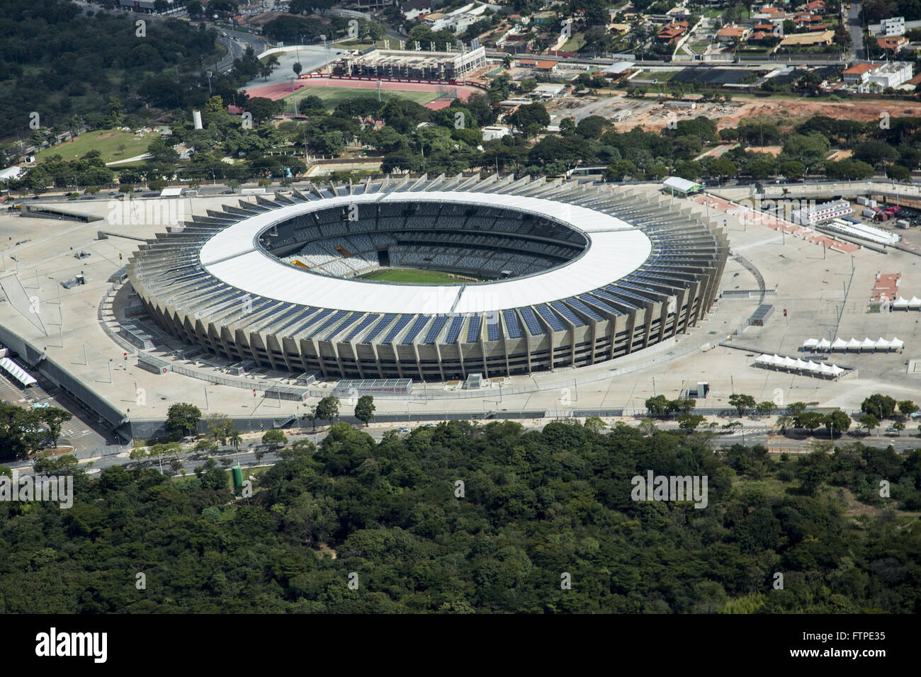 Aerial view of Estadio Governador Magalhaes Pinto - known as Mineirao - opened in 1965 Stock Photo