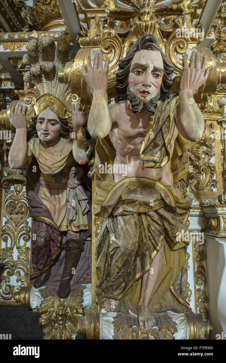 Detail of sculptures on the main altar of the Church of Sao Francisco - Construction of the eighteenth century Stock Photo