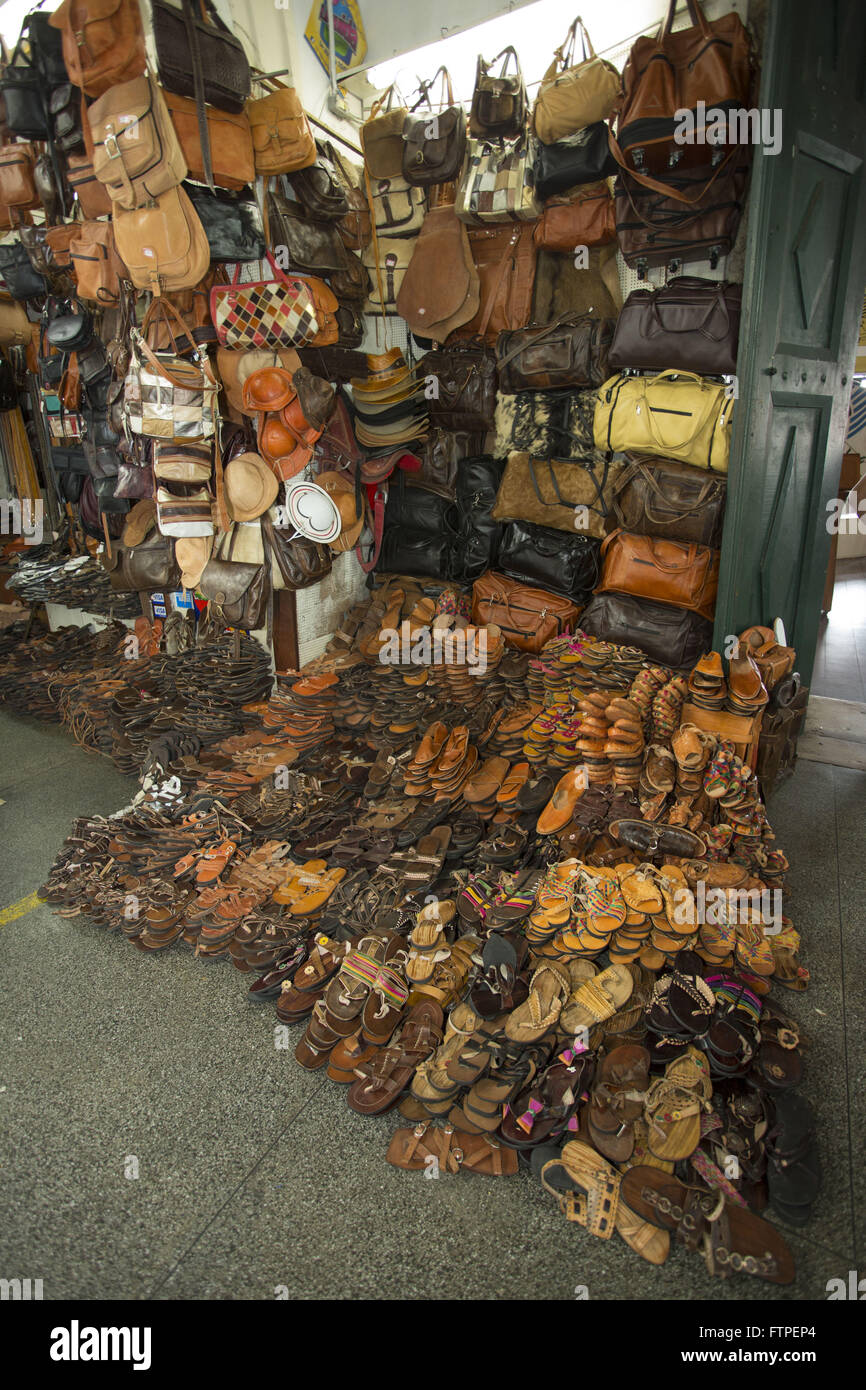 Leather craft sale at the Mercado Modelo - district of Commerce - Lower Town Stock Photo