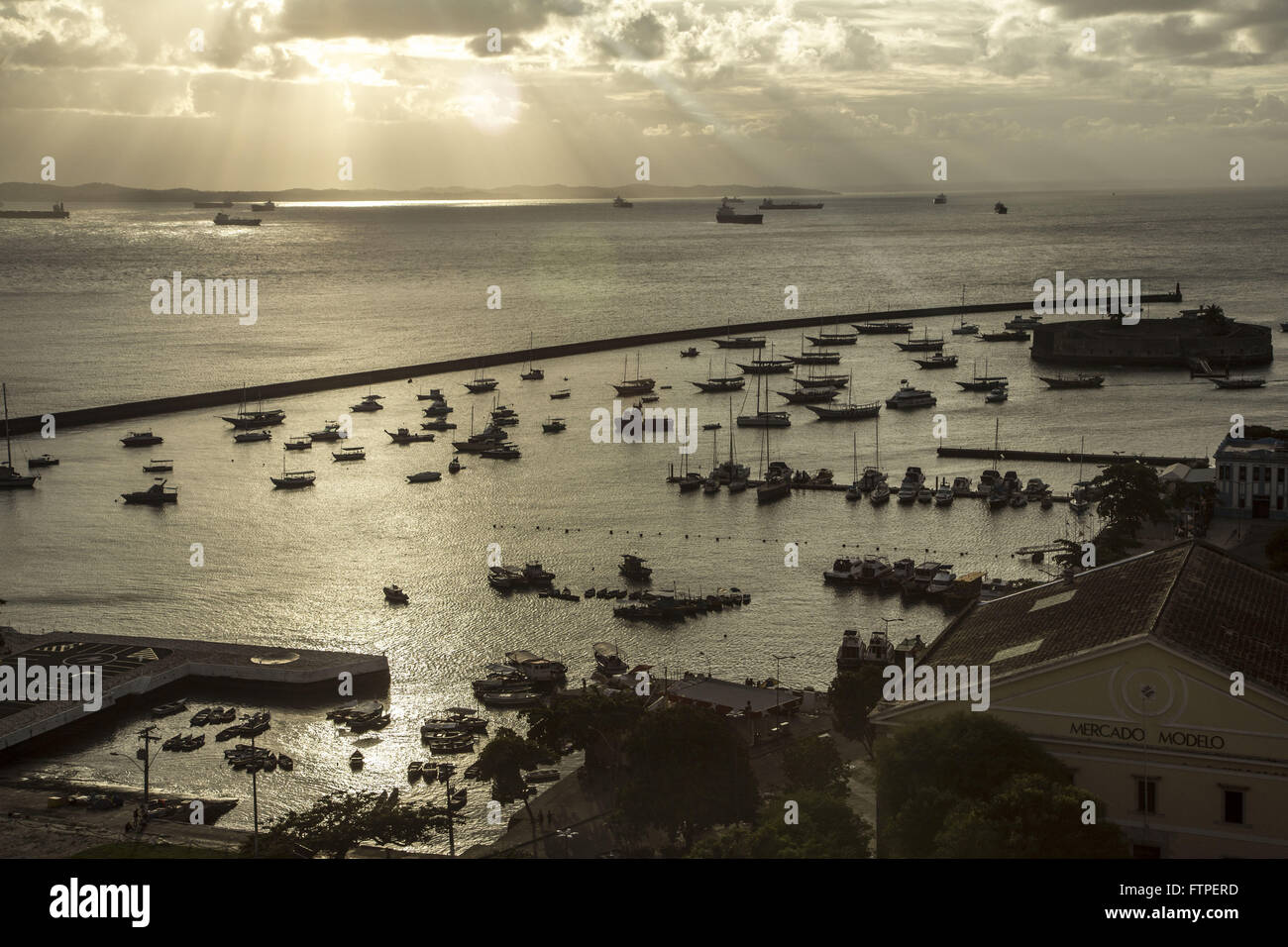 Baia de Todos os Santos view from the Lacerda Elevator Market Model with the right Stock Photo