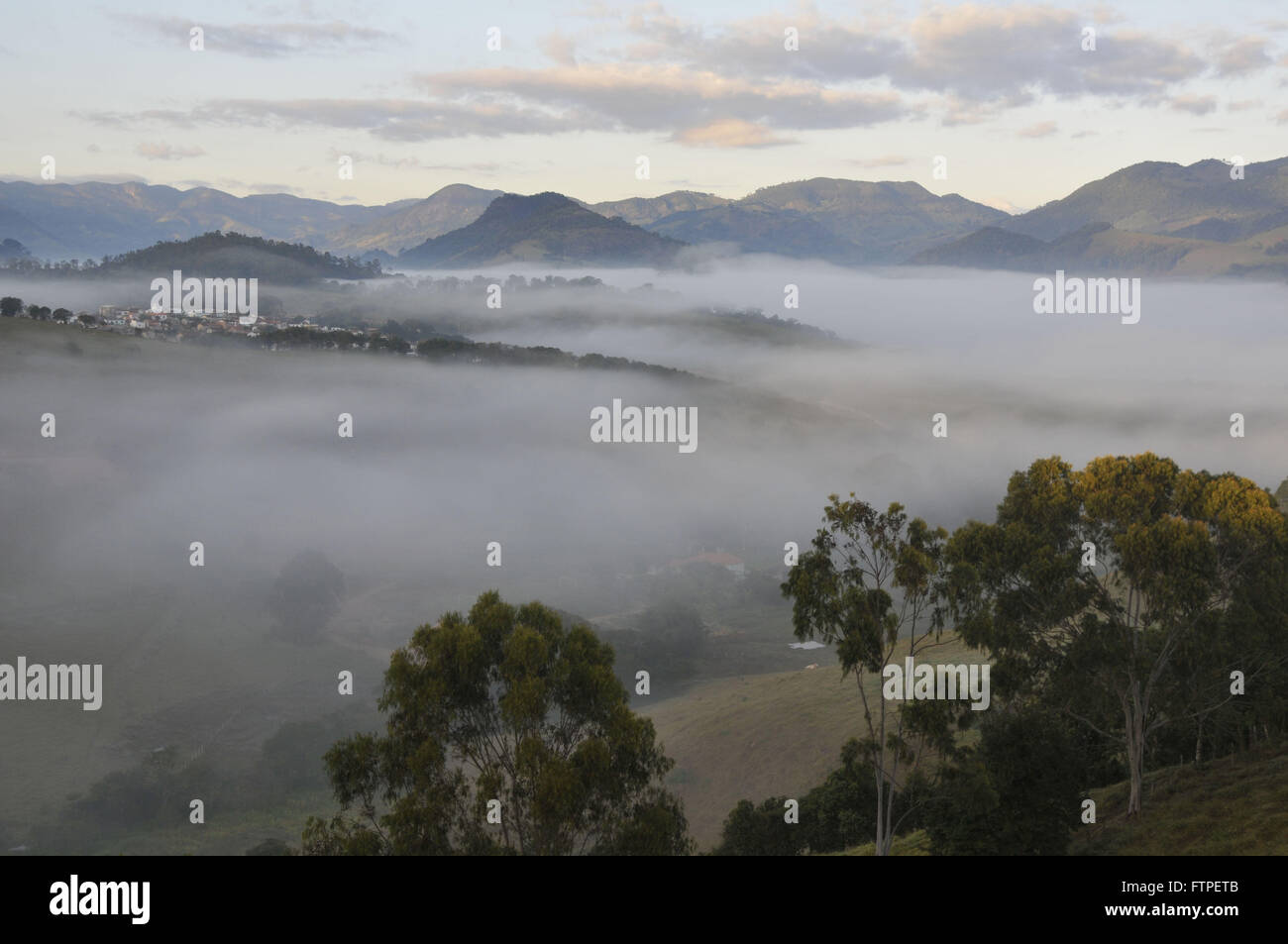 Smog in the city of Brazopolis located in the Serra da Mantiqueira Stock Photo