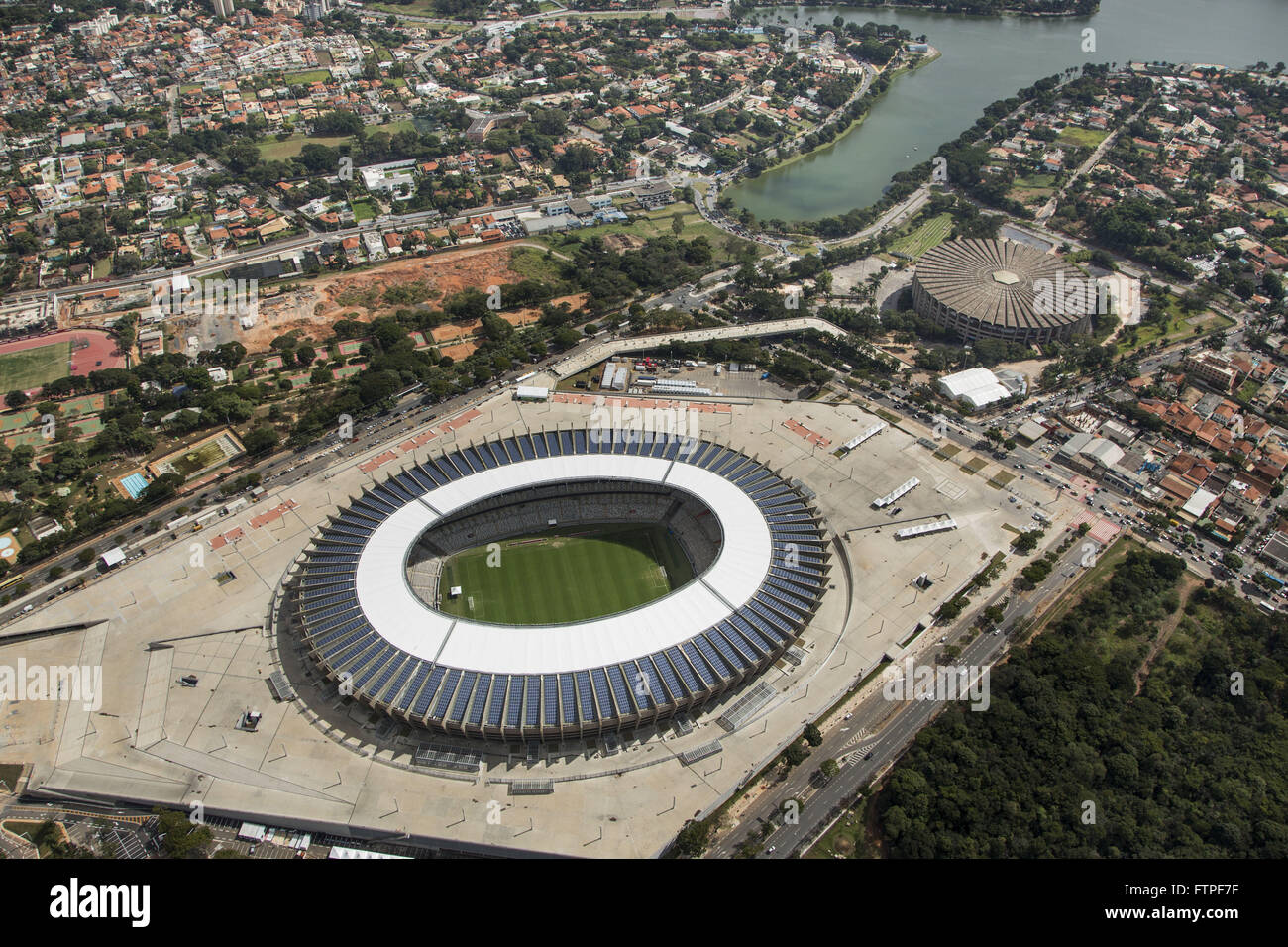 Aerial view of Estadio Governador Magalhaes Pinto - known as Mineirao Stock Photo