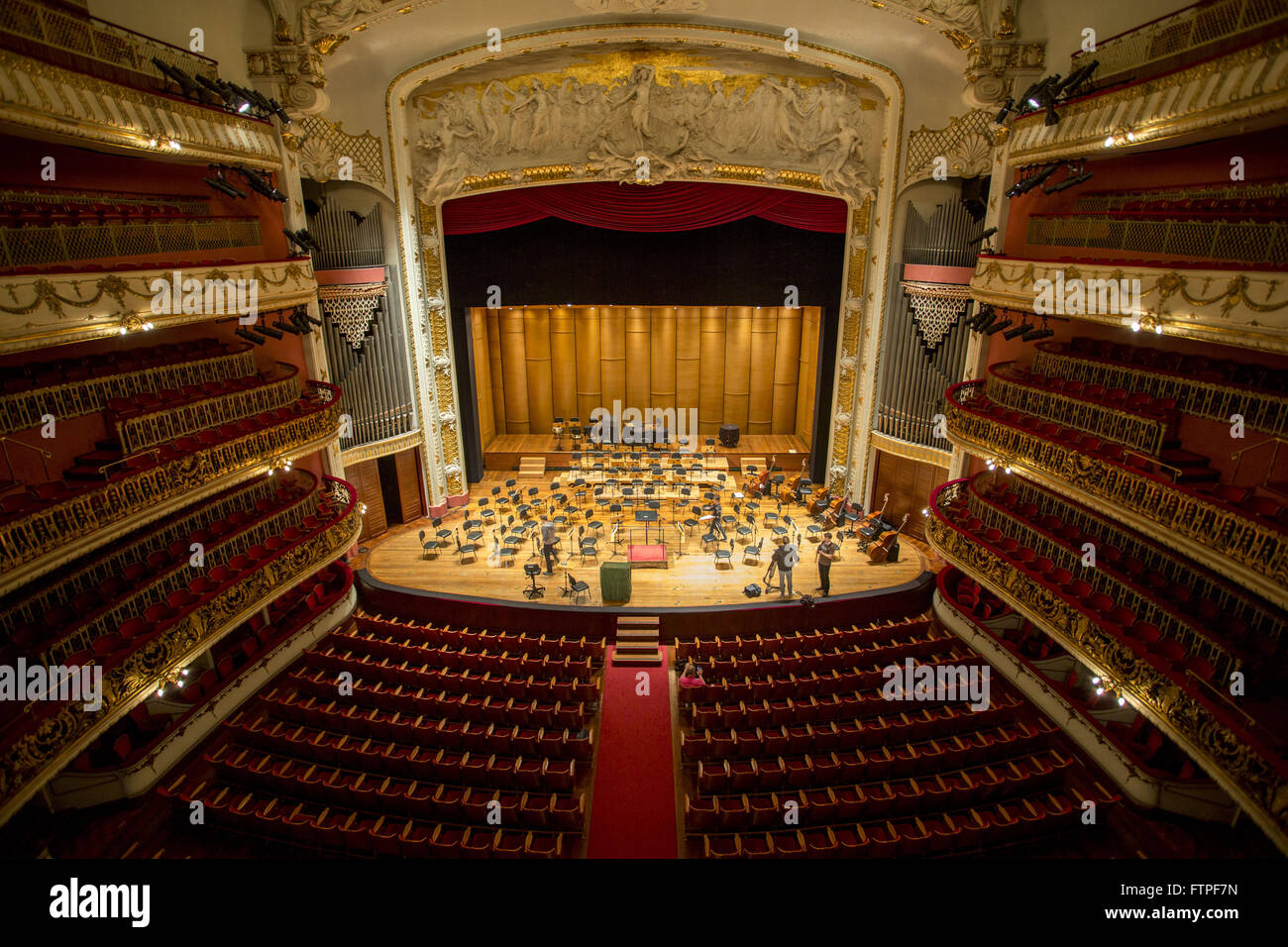 Inside view of the Municipal Theater of Sao Paulo located in Praca Ramos de Azevedo - Centro Historico Stock Photo
