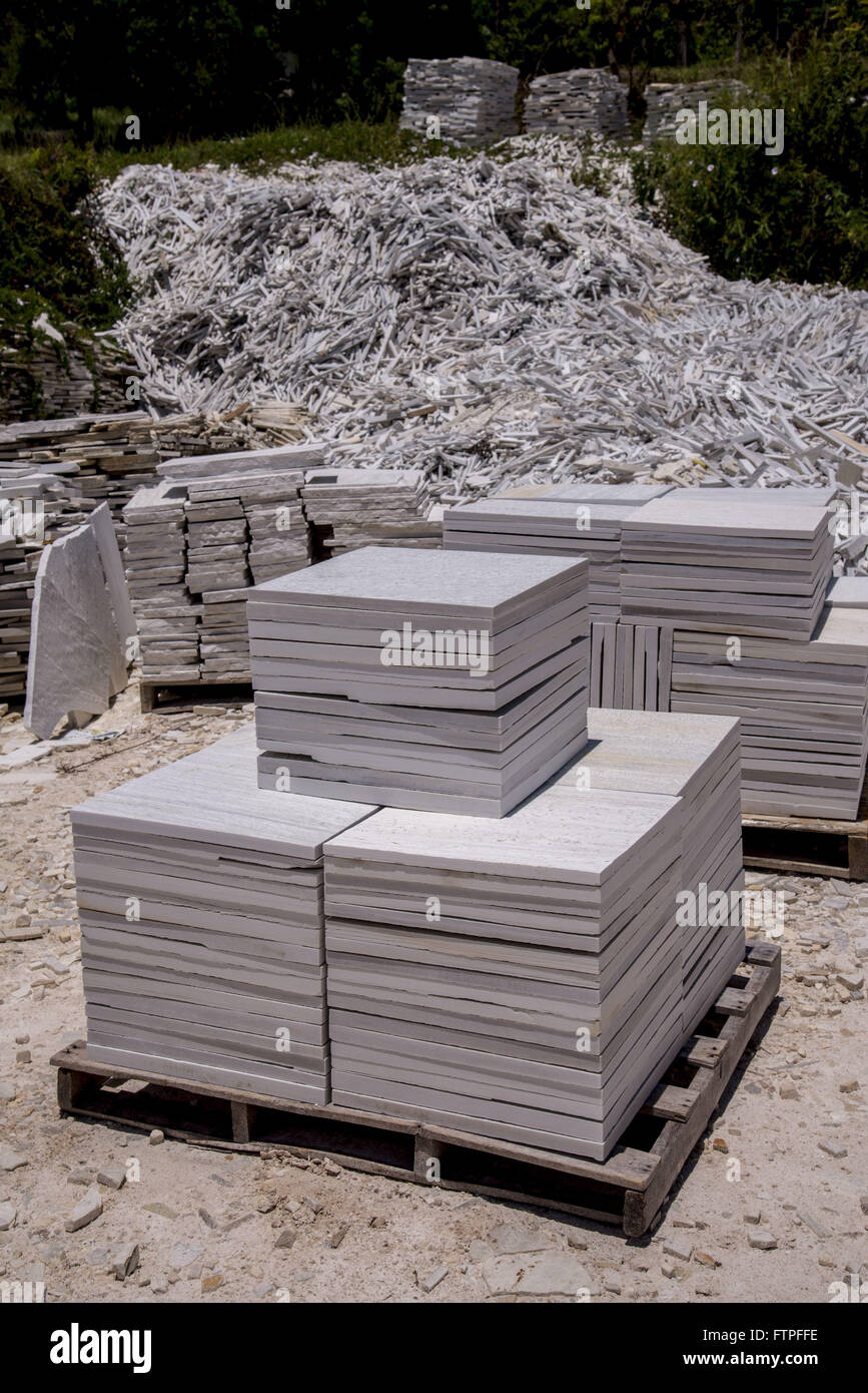 Deposit and commercialization of quartzite stone extracted in the city of Sao Tome das Letras Stock Photo