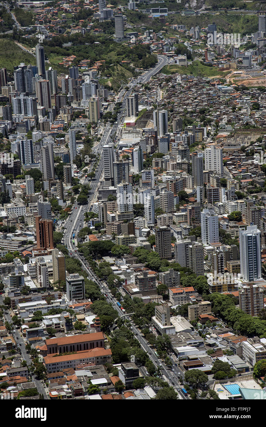 Aerial view of the city with Our Lady of Mount Carmel Avenue dividing neighborhoods Stock Photo