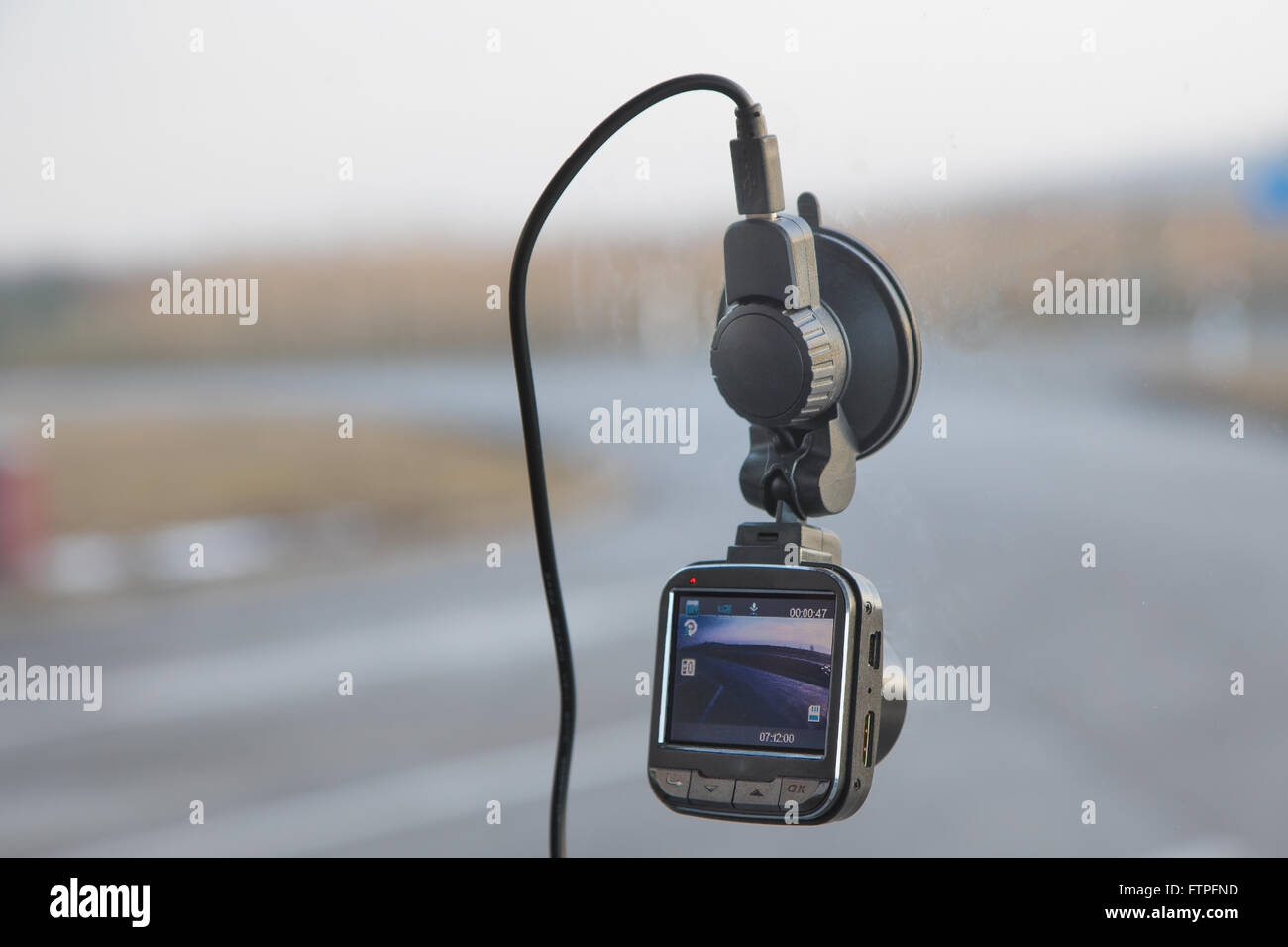 Functional auto camera mounted on the windshield Stock Photo Alamy