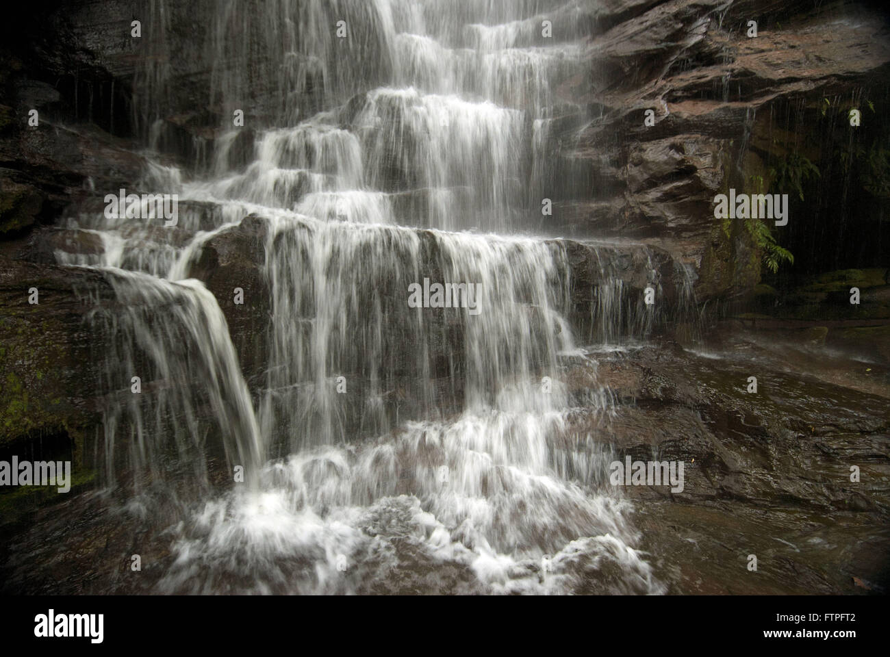 Waterfall in Blue Poco surrounding the National Park of Chapada das Mesas Stock Photo