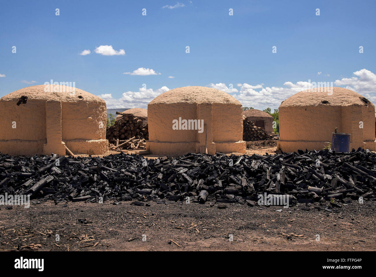 Charcoal furnaces in area of ??eucalypt plantations Stock Photo
