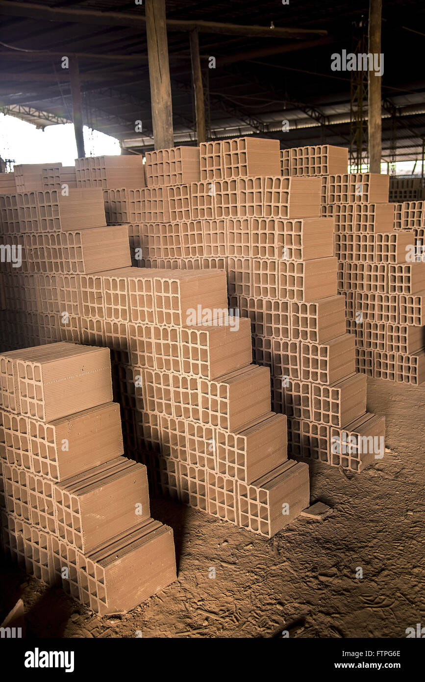 Ceramic blocks of clay into pottery manufactured and intended for civil construction Stock Photo