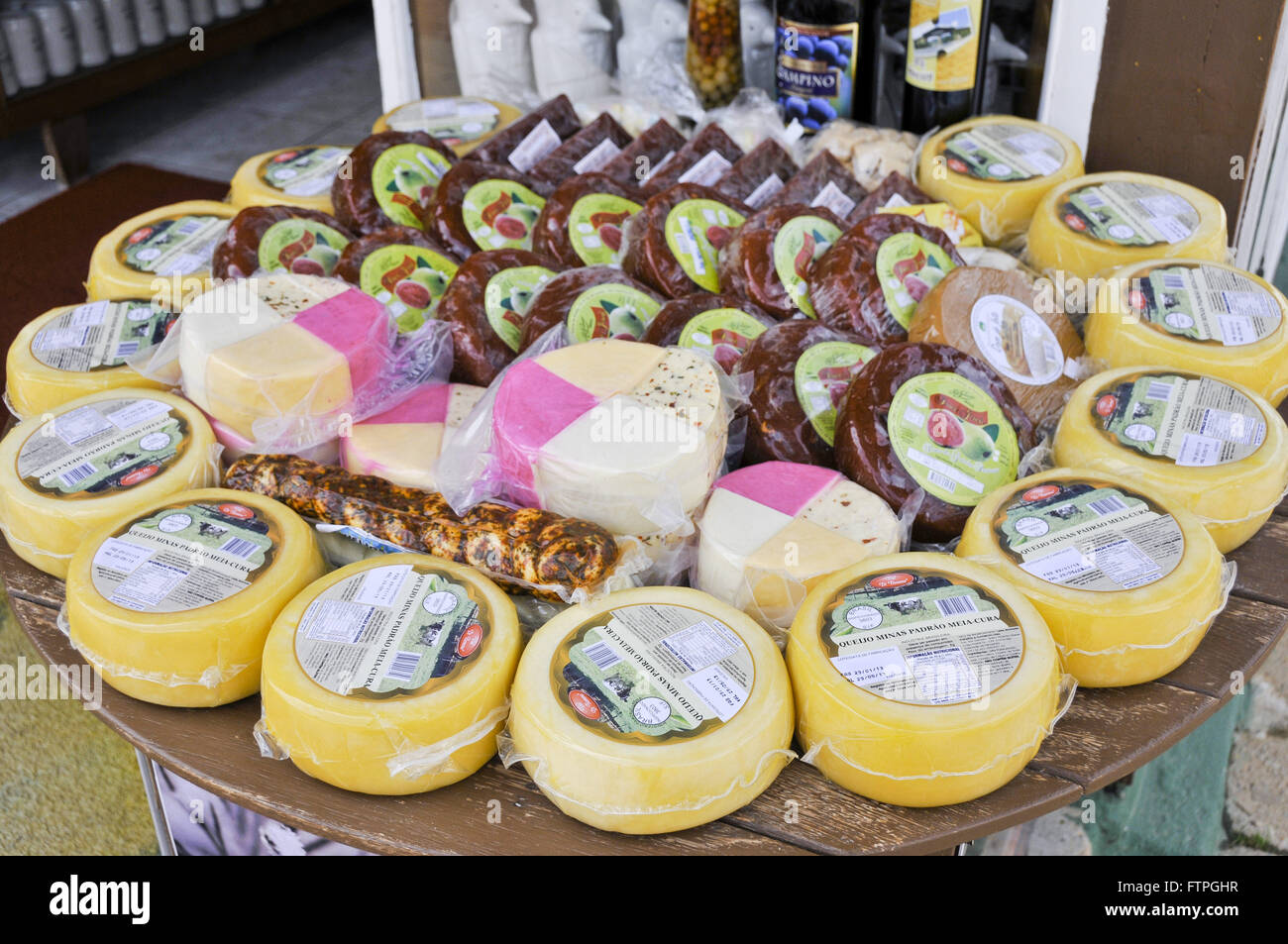 Cheese and guava paste for sale in shop in the district of Monte Verde Stock Photo