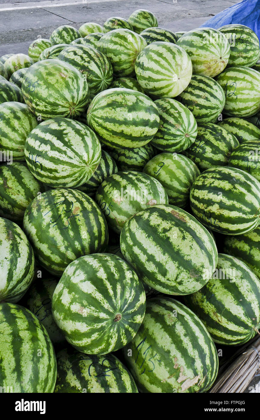 Informal trade of watermelons in the city center Stock Photo