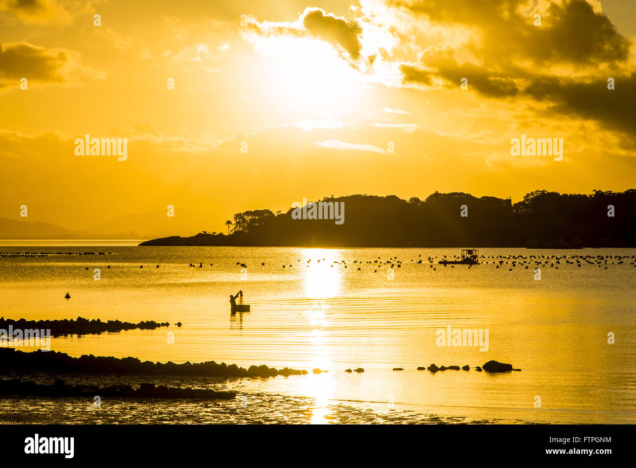 Ribeirao da Ilha Beach in the late afternoon Stock Photo