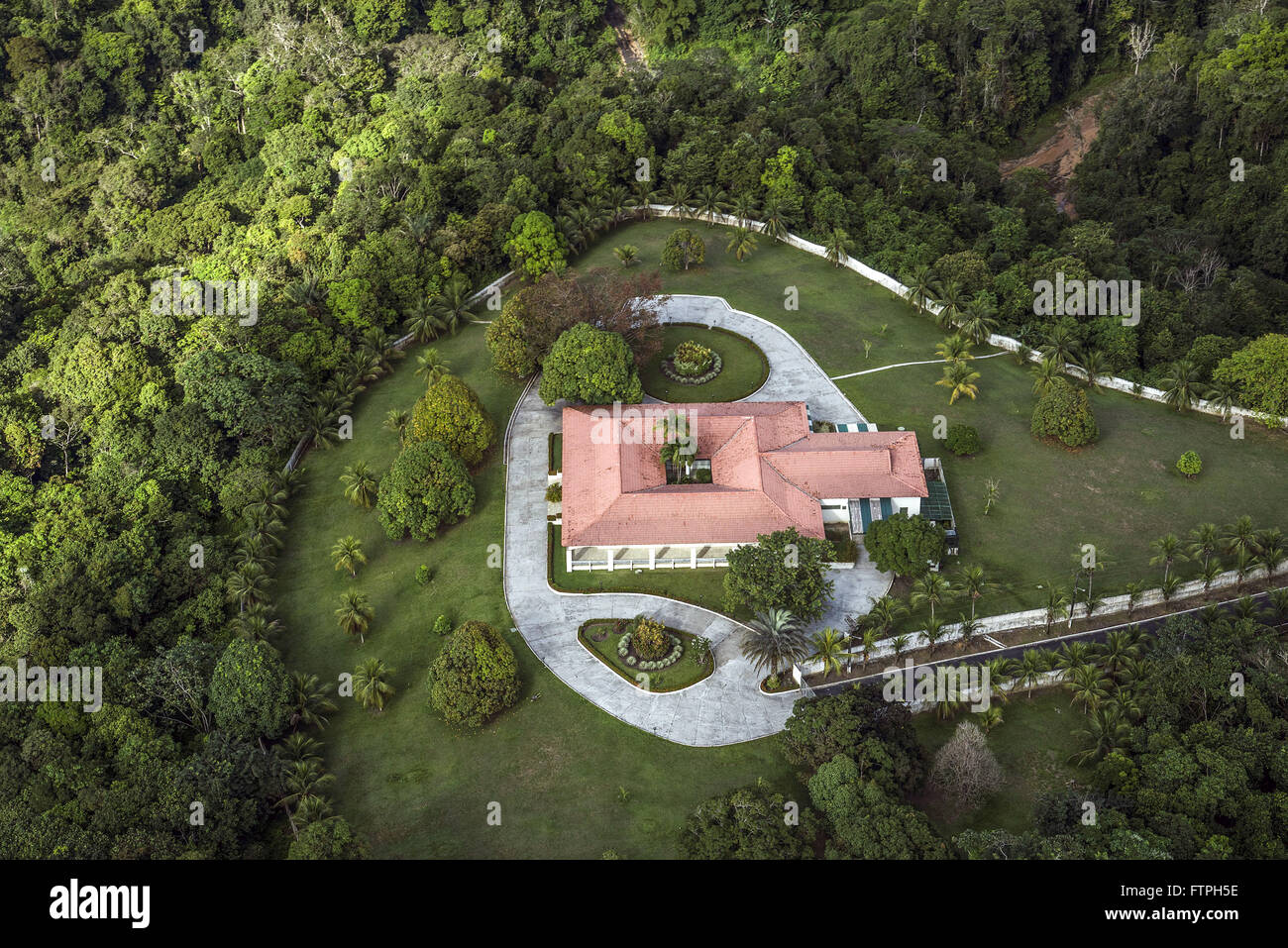 Aerial view of residence in the middle of the Amazon forest Stock Photo