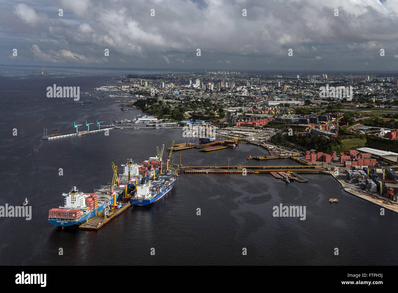 Aerial view of the Port Freighters Chibatao Stock Photo