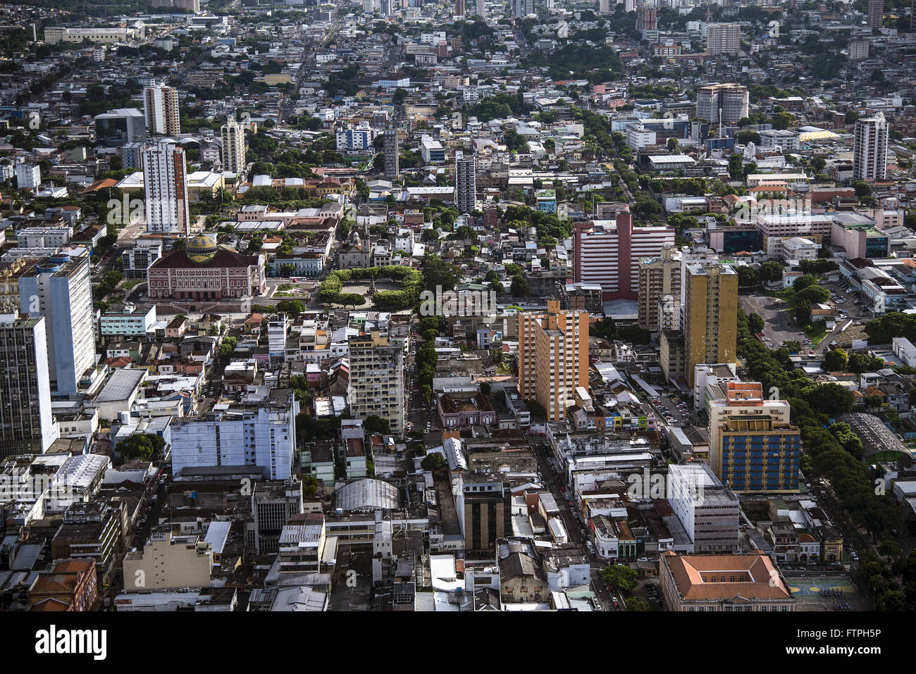 Aerial view of the city with Teatro Amazonas - Centro Historico Stock Photo