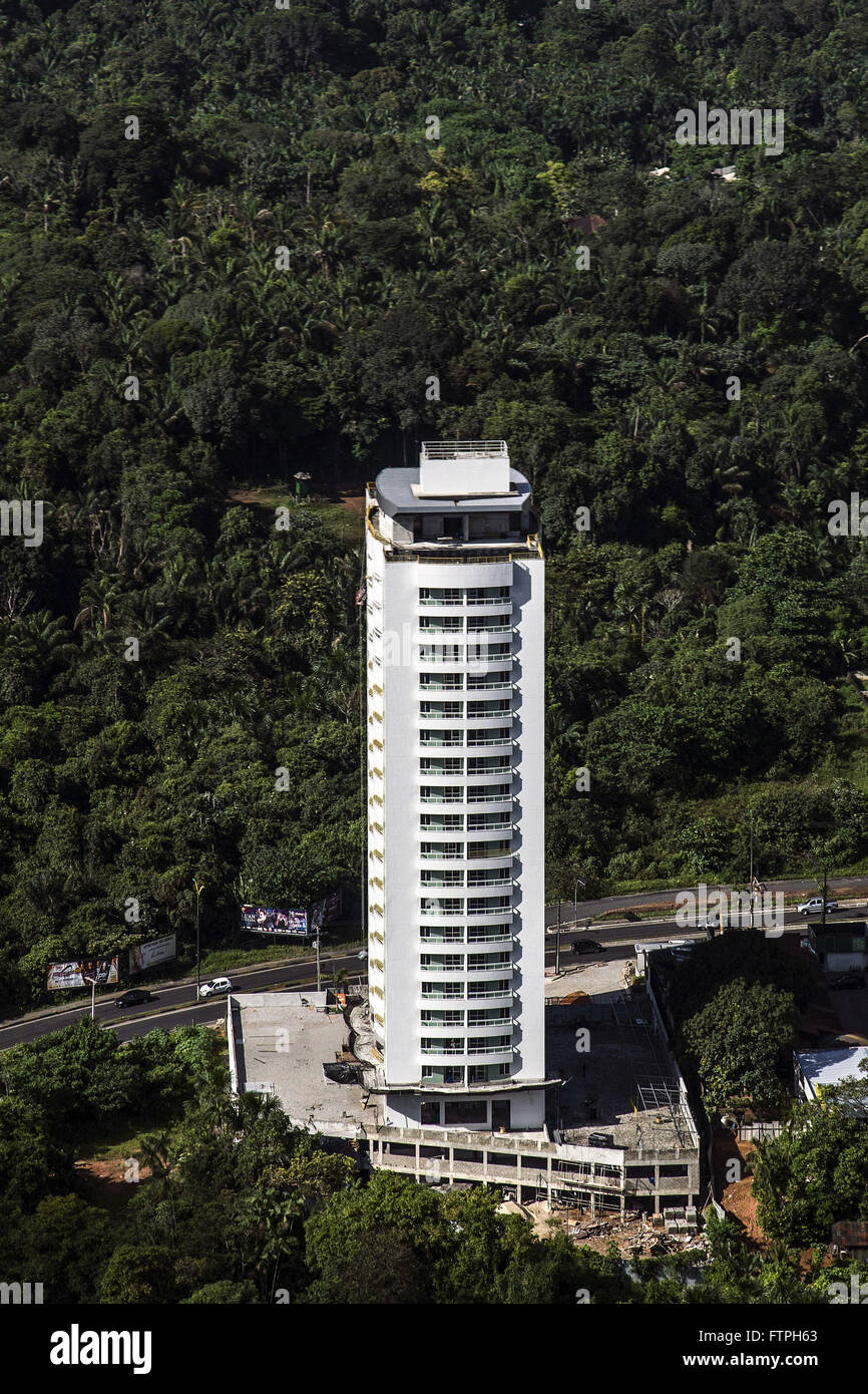 Aerial view of residential building in the middle of the Amazon forest