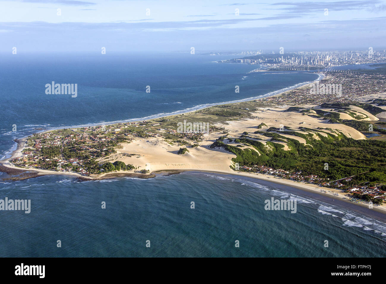 Aerial view of Ecological Tourist Park Dunes Genipabu Stock Photo