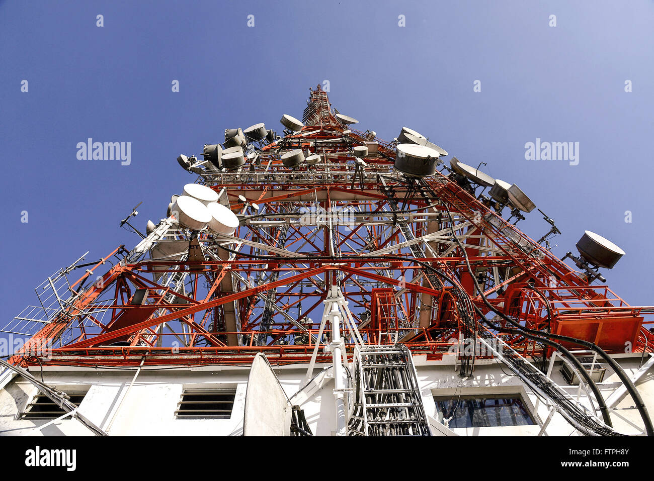 Telecommunication antenna on Pico Jaragua - the highest point of capital Stock Photo