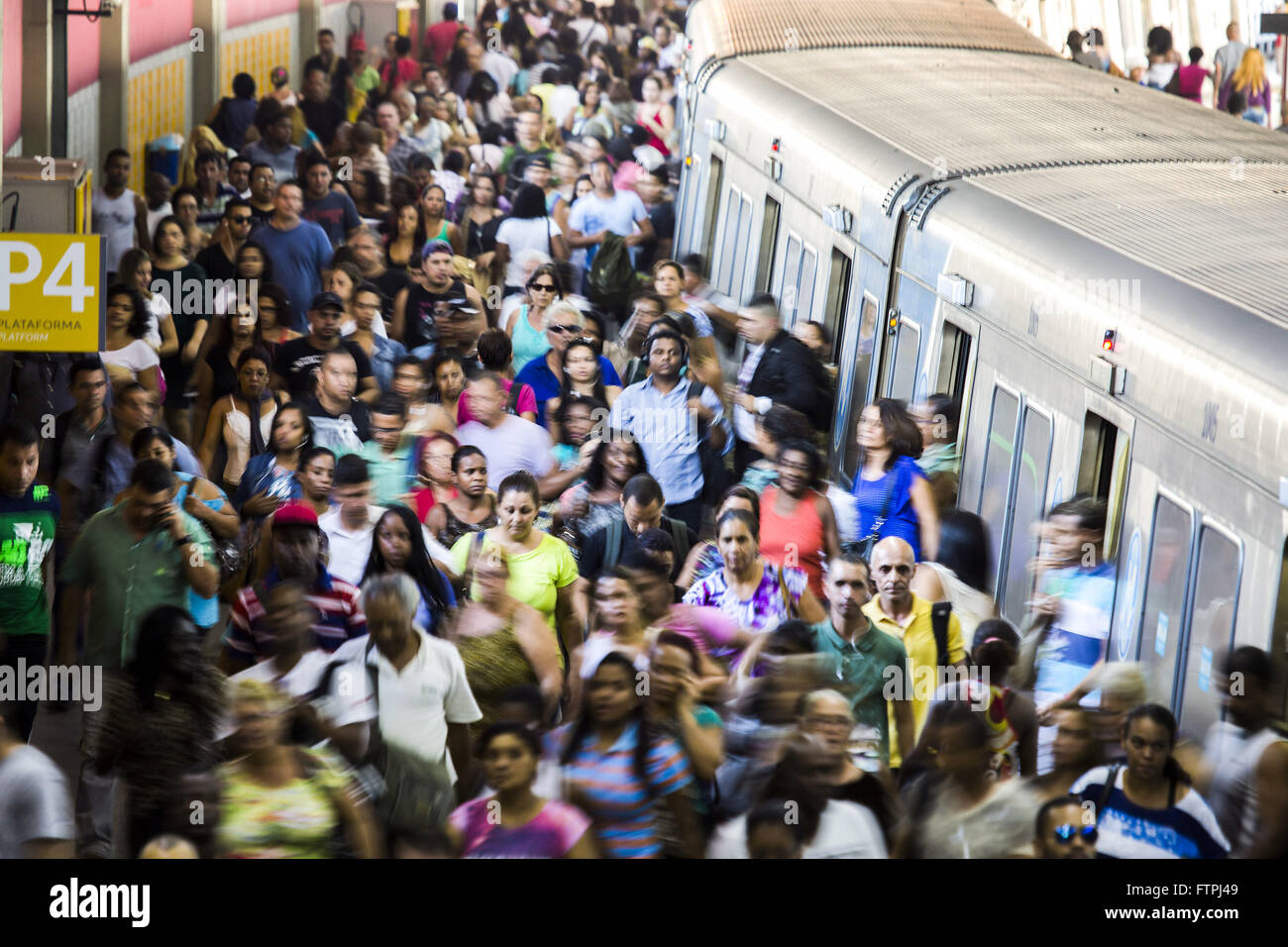 Passenger traffic in the railway subway platform Pavuna Stock Photo