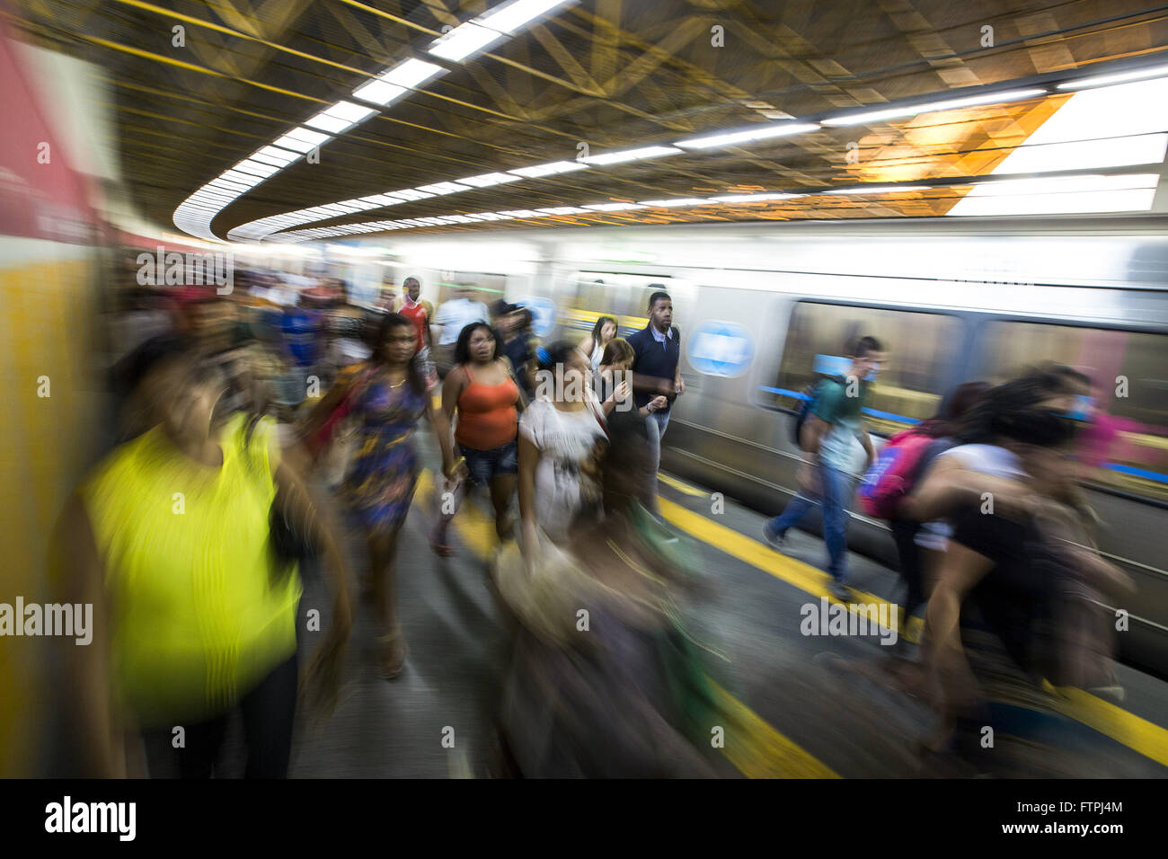Passenger traffic in the railway subway platform Pavuna Stock Photo