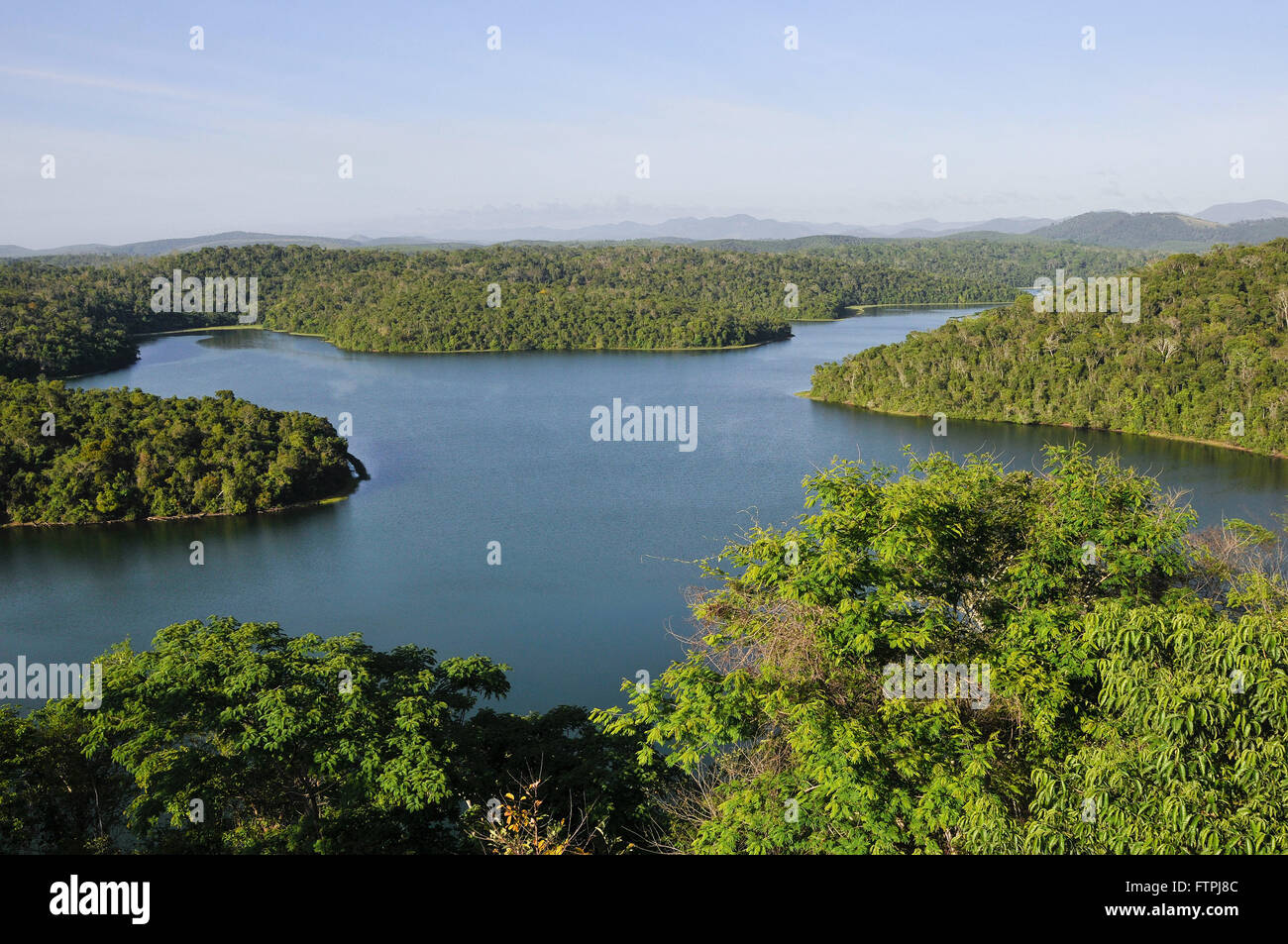 Top view of the Lagoon Sun Helvecio in the Rio Doce State Park Stock Photo