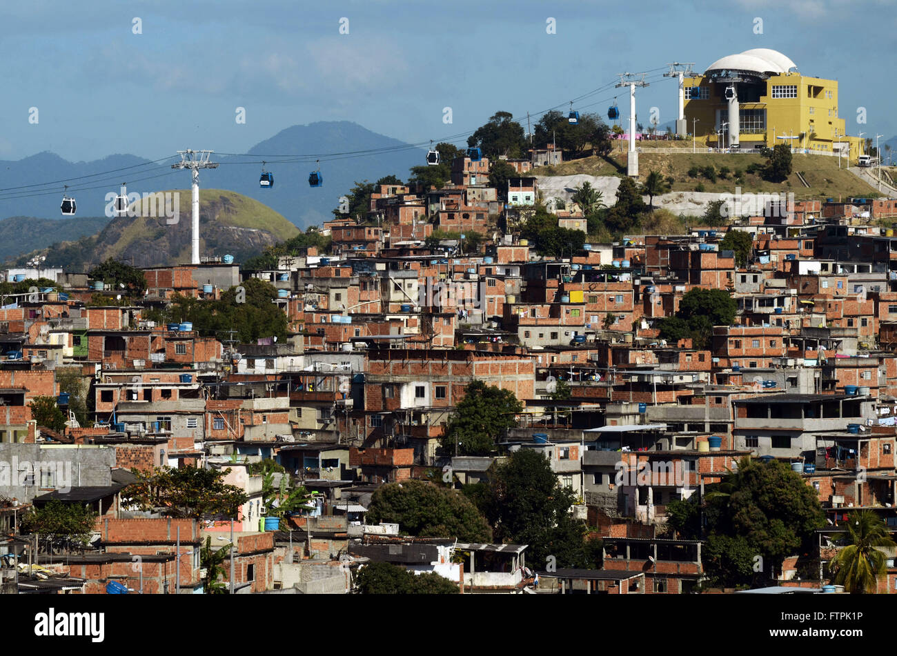 Cable car in the Complexo do Alemao slum - set of 13 slums in the north Stock Photo