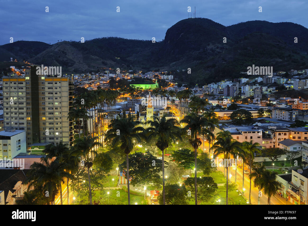 Landscape at dusk in the city of Caratinga center in Minas Gerais Stock Photo