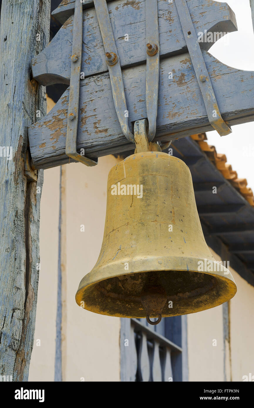 Detail of the bell of the Church of the Lord of the Good Life in the village of Itira Stock Photo