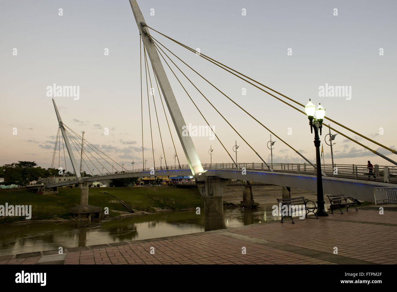 Governor Joaquim Macedo cable-stayed footbridge over the Rio Acre in Rio Branco Stock Photo