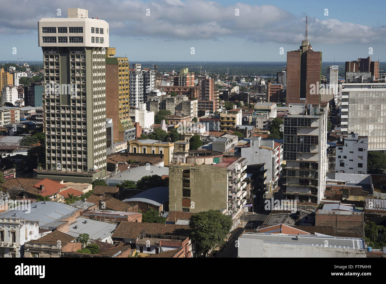 View of the historic city center with the Paraguay River in the background Stock Photo