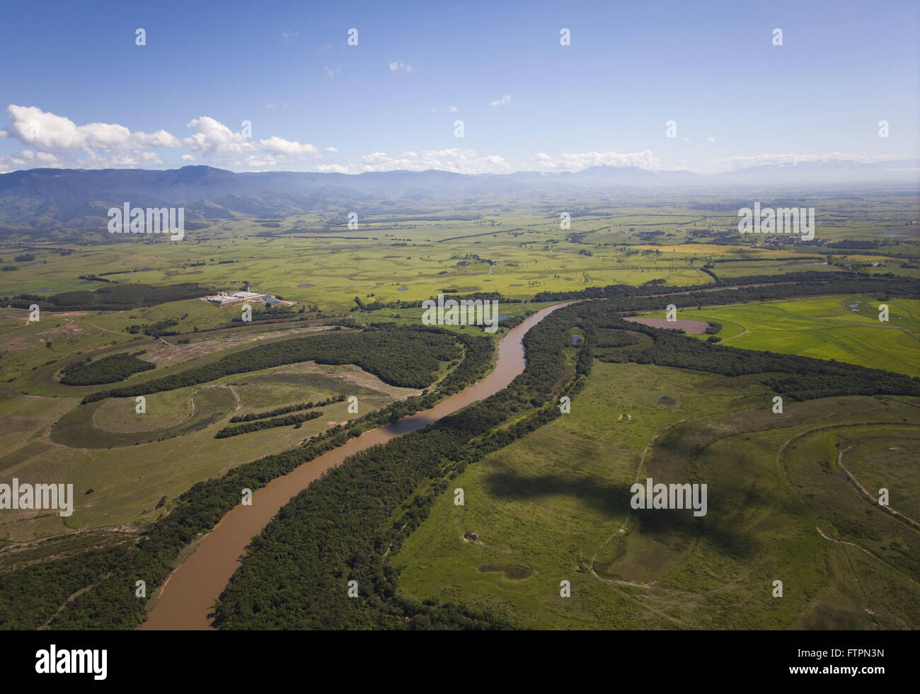 Aerial view of the Paraiba do Sul River in the region of