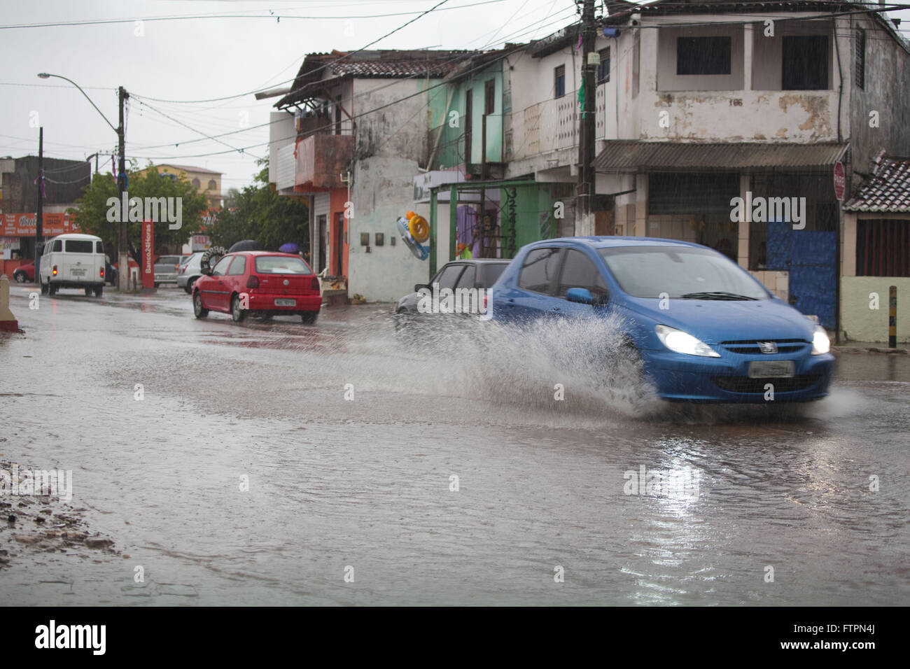 Flooded street after rain Ulysses Guimaraes Avenue - north of the city Stock Photo