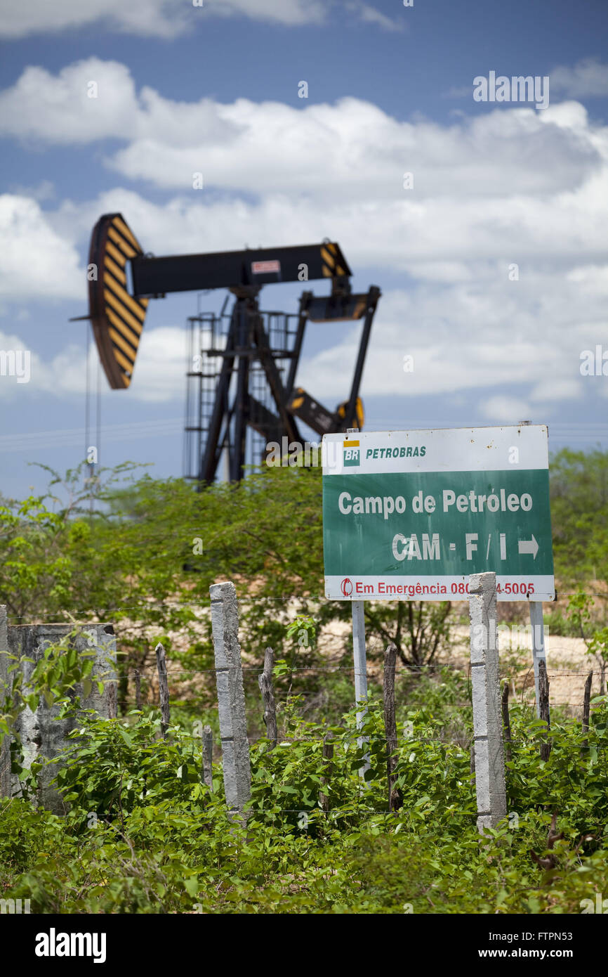 Unit poco pumping oil producer in the region of Canto do Amaro Stock Photo