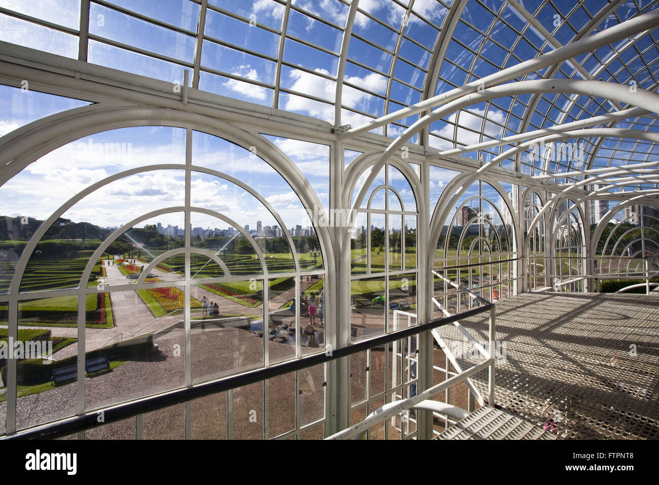 Metal structure of greenhouse Botanical Garden of Curitiba - opened in 1991 Stock Photo