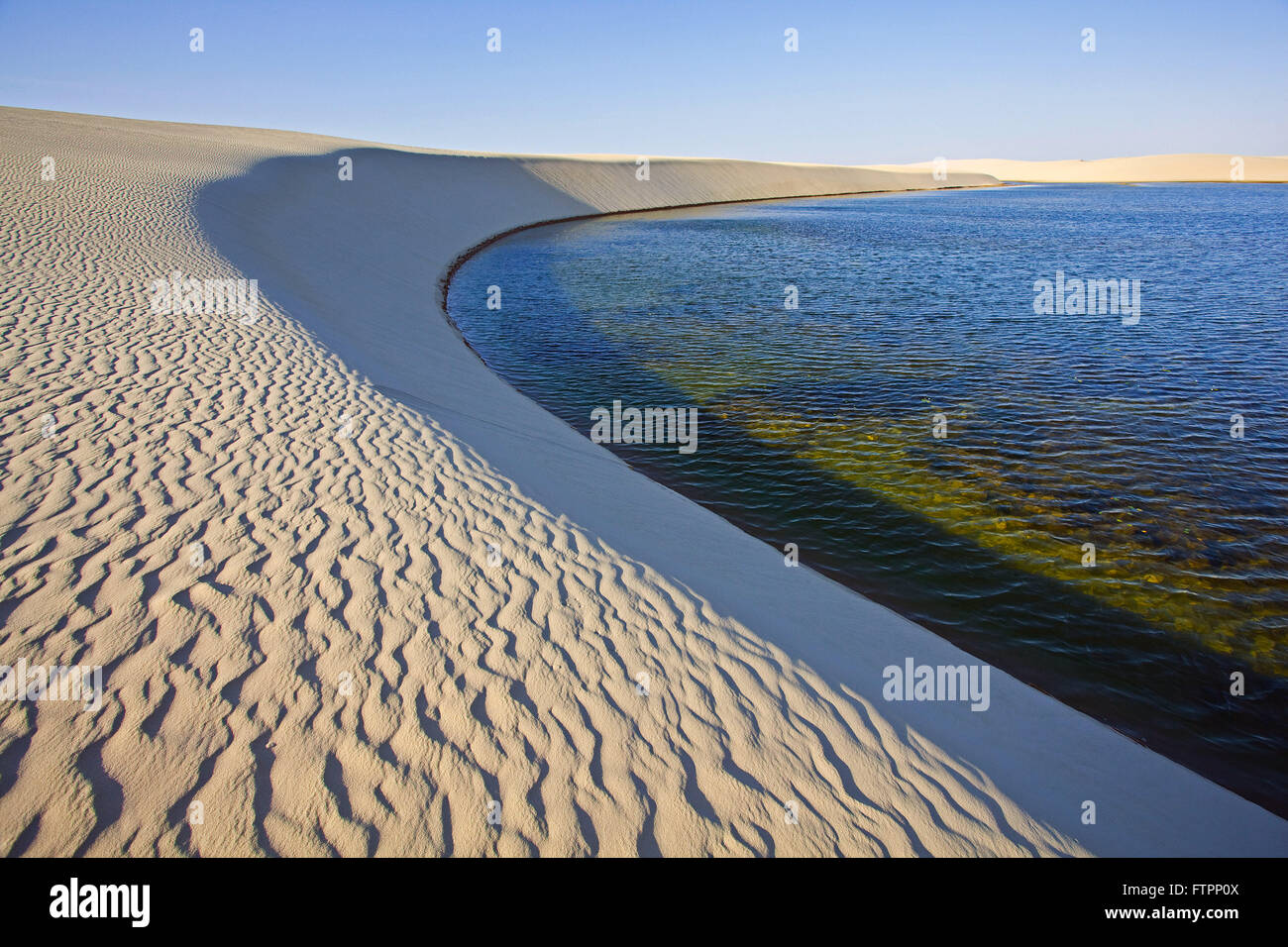 Dune landscape and pond in Maranhao National Park of Lencois Stock Photo