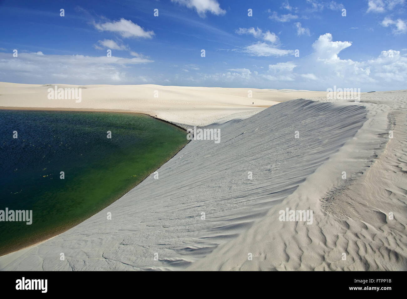 Dune landscape and pond in Maranhao National Park of Lencois Stock Photo